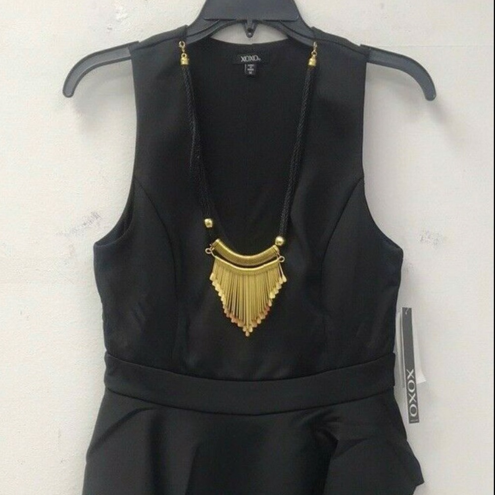 Xoxo Women's Peplum Scuba Dress Black Medium